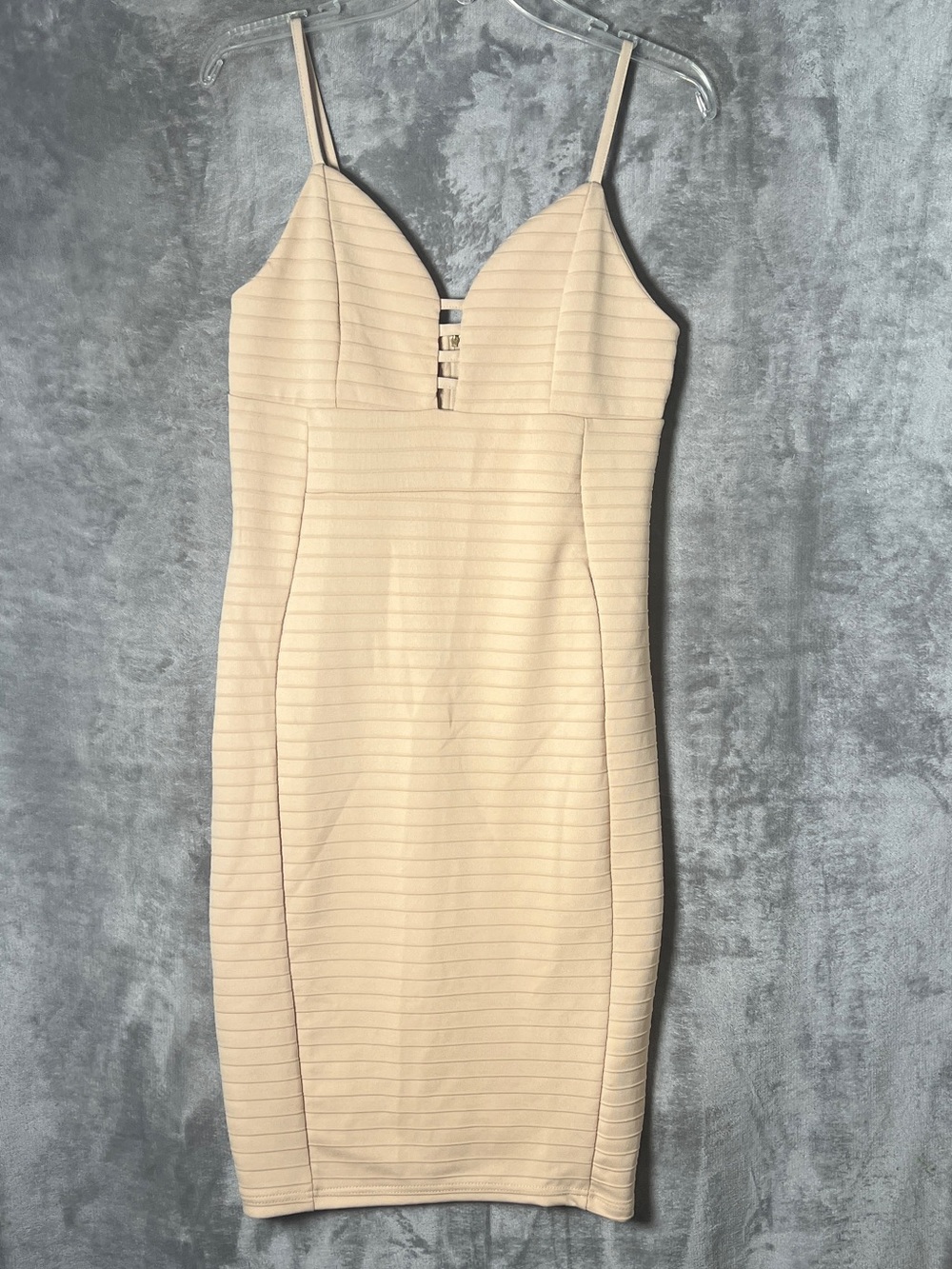 Chesley Cream Bandage Spaghetti-Strap Bodycon Dress